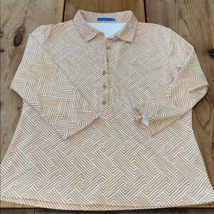 J. McLaughlin Tan and White Court Top
